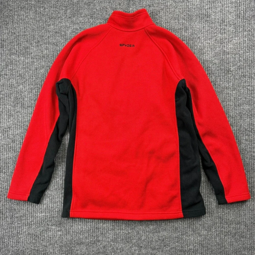 Spyder Kids XL 18 Full Zip Waffle Knit Fleece Jacket Red Black Sportswear